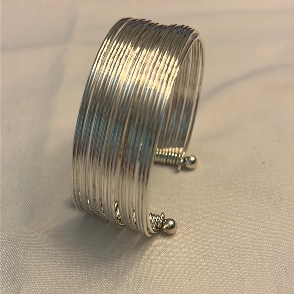 Sleek Silver Multi-Strand Cuff Bracelet